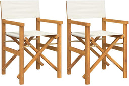 vidaXL - Regisseursstoelen - inklapbaar - 2 - st - massief - teakhout - crèmekleurig
