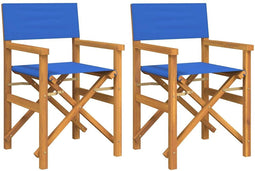 vidaXL - Regisseursstoelen - inklapbaar - 2 - st - massief - teakhout - blauw