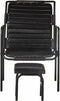 vidaXL Relaxfauteuil met voetenbankje echt leer zwart