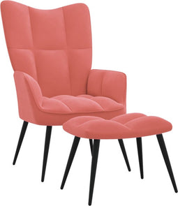 vidaXL Relaxstoel met voetenbank fluweel roze
