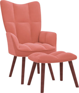 vidaXL Relaxstoel met voetenbank fluweel roze