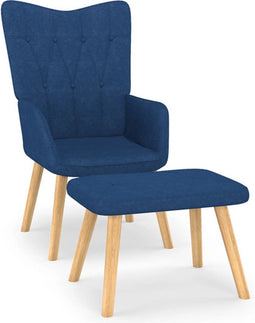 vidaXL Relaxstoel met voetenbank stof blauw