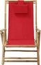 vidaXL - Relaxstoel - verstelbaar - bamboe - en - stof - rood