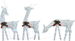 vidaXL - Rendierfamilie - Kerstmis - koudwit - 270x7x90 - cm - mesh - wit