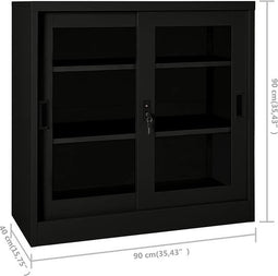 vidaXL - Roldeurkast - 90x40x90 - cm - staal - zwart