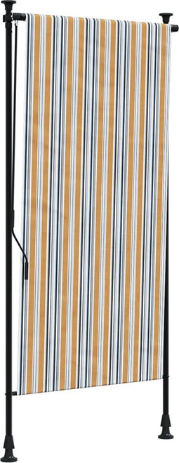 vidaXL - Rolgordijn - voor - buiten - 100x270 - cm - stof - en - staal - geel - en - wit