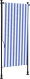 vidaXL - Rolgordijn - voor - buiten - 100x270 - cm - stof - en - staal - blauw - en - wit