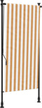 vidaXL - Rolgordijn - voor - buiten - 100x270 - cm - stof - en - staal - oranje - en - wit