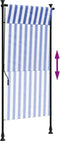 vidaXL - Rolgordijn - voor - buiten - 100x270 - cm - stof - en - staal - blauw - en - wit