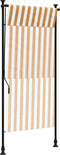 vidaXL - Rolgordijn - voor - buiten - 100x270 - cm - stof - en - staal - oranje - en - wit