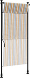 vidaXL - Rolgordijn - voor - buiten - 100x270 - cm - stof - en - staal - geel - en - wit