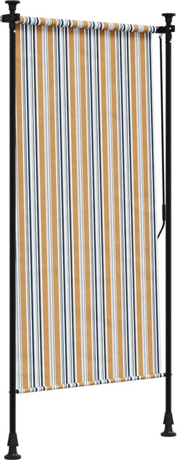 vidaXL - Rolgordijn - voor - buiten - 120x270 - cm - stof - en - staal - geel - en - wit