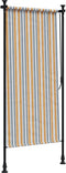 vidaXL - Rolgordijn - voor - buiten - 120x270 - cm - stof - en - staal - geel - en - wit