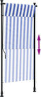 vidaXL - Rolgordijn - voor - buiten - 120x270 - cm - stof - en - staal - blauw - en - wit