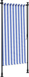 vidaXL - Rolgordijn - voor - buiten - 120x270 - cm - stof - en - staal - blauw - en - wit
