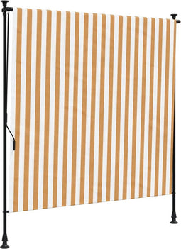vidaXL - Rolgordijn - voor - buiten - 150x270 - cm - stof - en - staal - oranje - en - wit