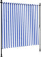 vidaXL - Rolgordijn - voor - buiten - 150x270 - cm - stof - en - staal - blauw - en - wit