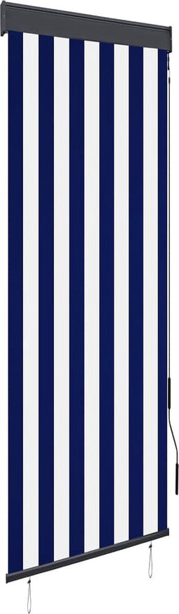 vidaXL - Rolgordijn - voor - buiten - 60x250 - cm - blauw - en - wit
