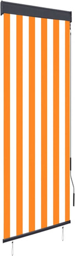vidaXL - Rolgordijn - voor - buiten - 60x250 - cm - wit - en - oranje