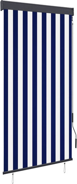 vidaXL - Rolgordijn - voor - buiten - 80x250 - cm - blauw - en - wit