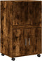 vidaXL - Rolkast - 55x40x91 - cm - bewerkt - hout - gerookt - eikenkleurig