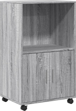 vidaXL - Rolkast - 55x40x91 - cm - bewerkt - hout - grijs - sonoma - eikenkleurig