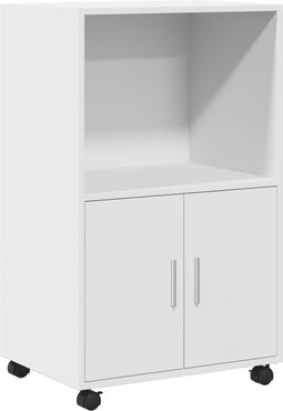 vidaXL - Rolkast - 55x40x91 - cm - bewerkt - hout - wit