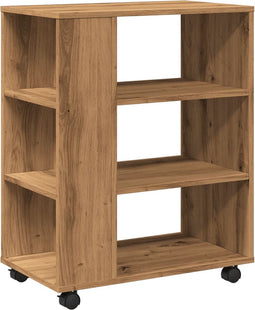 vidaXL - Rolkast - 60x35x75 - cm - bewerkt - hout - artisanaal - eikenkleurig