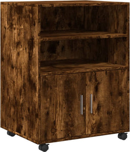 vidaXL - Rolkast - 60x48x81 - cm - bewerkt - hout - gerookt - eikenkleurig