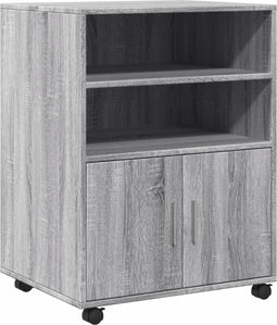 vidaXL - Rolkast - 60x48x81 - cm - bewerkt - hout - grijs - sonoma - eikenkleurig