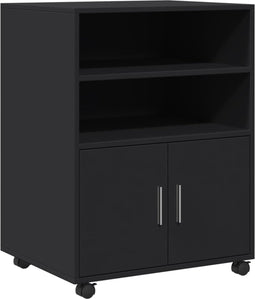 vidaXL - Rolkast - 60x48x81 - cm - bewerkt - hout - zwart