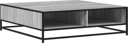 vidaXL - Salontafel - 100x100x30 - cm - bewerkt - hout - en - metaal - grijs - sonoma