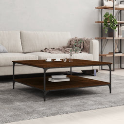 vidaXL - Salontafel - 100x100x40 - cm - bewerkt - hout - bruin - eikenkleur