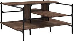 vidaXL - Salontafel - 100x100x48,5 - cm - bewerkt - hout - bruin - eikenkleur
