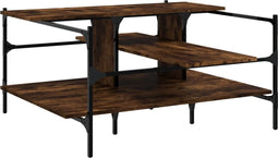 vidaXL - Salontafel - 100x100x48,5 - cm - bewerkt - hout - gerookt - eikenkleurig