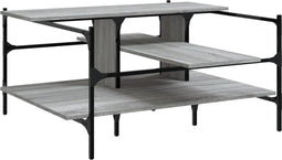 vidaXL - Salontafel - 100x100x48,5 - cm - bewerkt - hout - grijs - sonoma