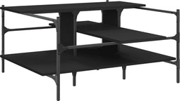 vidaXL - Salontafel - 100x100x48,5 - cm - bewerkt - hout - zwart