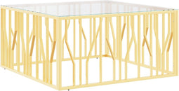 vidaXL - Salontafel - 100x100x50 - cm - roestvrij - staal - en - glas