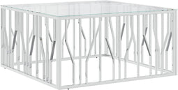 vidaXL - Salontafel - 100x100x50 - cm - roestvrij - staal - en - glas