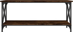 vidaXL - Salontafel - 100x45x45 - cm - bewerkt - hout - en - ijzer - gerookt - eiken