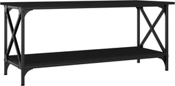 vidaXL - Salontafel - 100x45x45 - cm - bewerkt - hout - en - ijzer - zwart