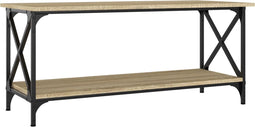 vidaXL - Salontafel - 100x45x45 - cm - bewerkt - hout - en - ijzer - sonoma - eikenkleur