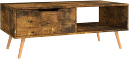 vidaXL - Salontafel - 100x49,5x43 - cm - bewerkt - hout - gerookt - eikenkleurig