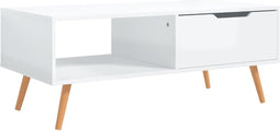 vidaXL - Salontafel - 100x49,5x43 - cm - bewerkt - hout - hoogglans - wit