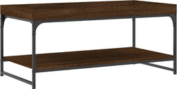 vidaXL - Salontafel - 100x49x45 - cm - bewerkt - hout - bruin - eikenkleur