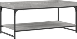 vidaXL - Salontafel - 100x49x45 - cm - bewerkt - hout - grijs - sonoma - eikenkleurig