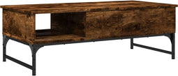 vidaXL - Salontafel - 100x50x35 - cm - bewerkt - hout - en - metaal - gerookt - eiken