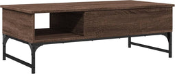 vidaXL - Salontafel - 100x50x35 - cm - bewerkt - hout - en - metaal - bruin - eikenkleur