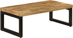 vidaXL - Salontafel - 100x50x35 - cm - massief - mangohout - en - staal