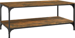vidaXL - Salontafel - 100x50x40 - cm - bewerkt - hout - gerookt - eikenkleurig